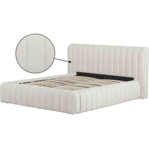 Lit Double En Tissu Avec Coffre "tignes" - 140 X 190 Cm - Beige