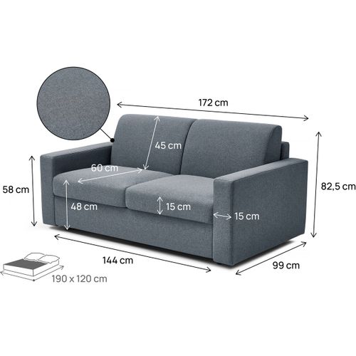 Canapé Convertible Express En Tissu "diana" - Couchage 120 Cm - 2 Places - Gris