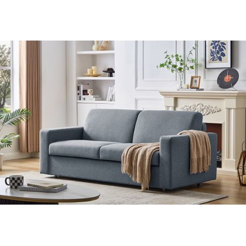 Canapé Convertible Express En Tissu "diana" - Couchage 140 Cm - 3 Places - Gris