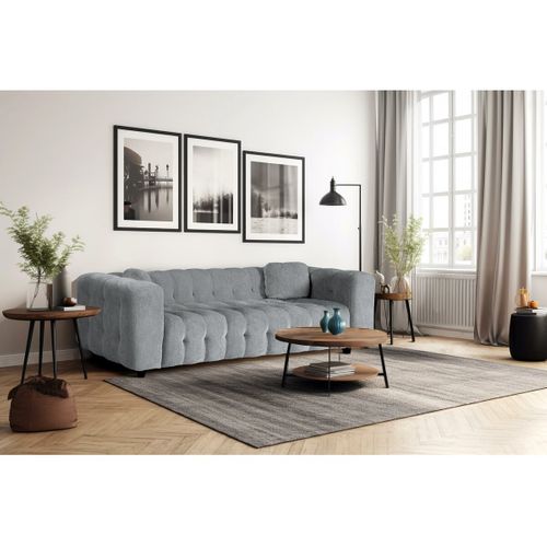 Canapé Droit En Tissu Bubble Chenille "vendome" - 3 Places - Gris