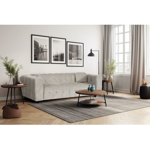 Canapé Droit En Tissu Bubble Chenille "vendome" - 3 Places - Beige