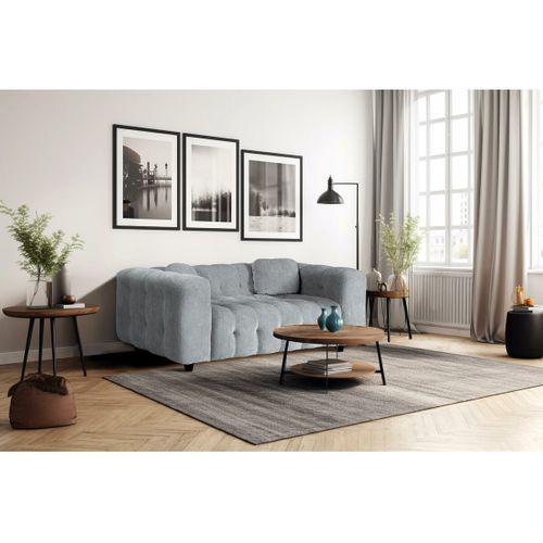 Canapé Droit En Tissu Bubble Chenille "vendome" - 2 Places - Gris