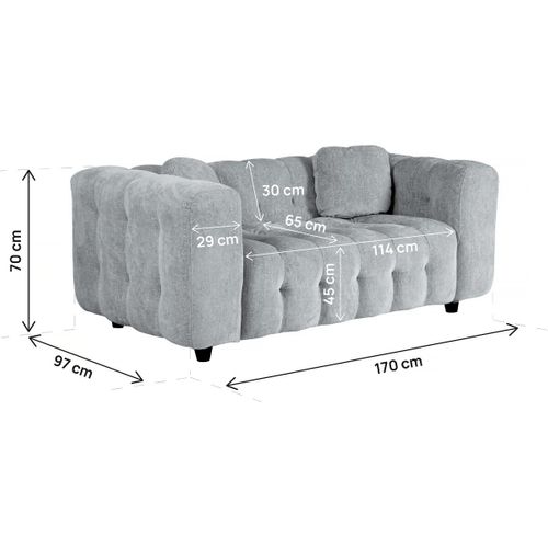 Canapé Droit En Tissu Bubble Chenille "vendome" - 2 Places - Gris