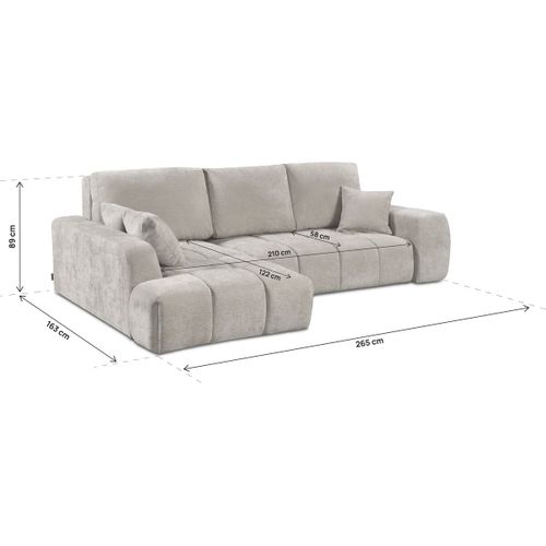 Canapé D'angle Gauche Convertible En Tissu Chenille "verneuil" - 3 Places - Beige