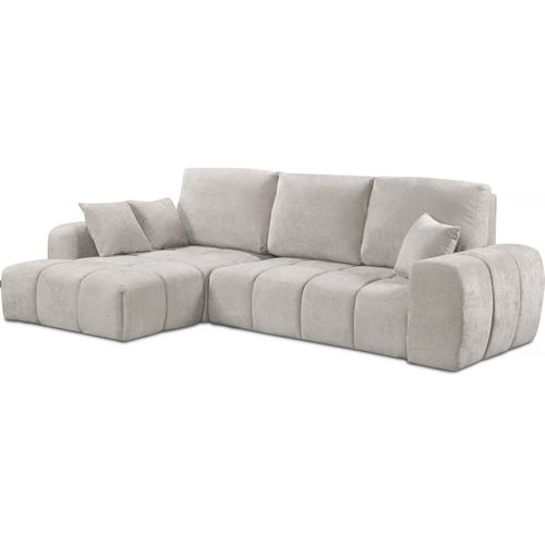 Canapé D'angle Gauche Convertible En Tissu Chenille "verneuil" - 3 Places - Beige