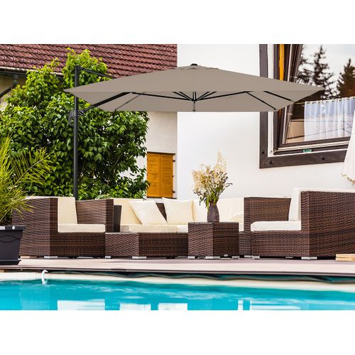 Parasol Jardin Déporté En Aluminium "sky 4" - 3 X 4 M - Taupe - Dalles à Lester Incluses