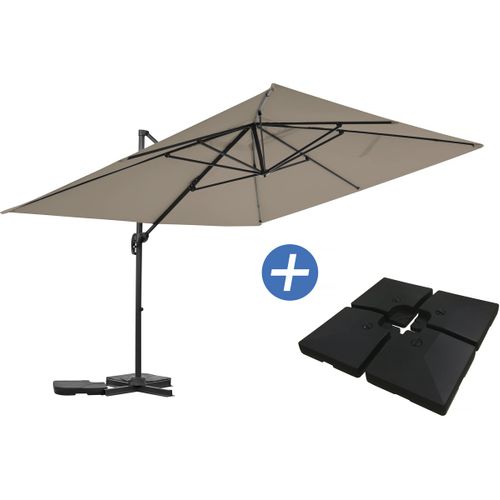 Parasol Jardin Déporté En Aluminium "sky 4" - 3 X 4 M - Taupe - Dalles à Lester Incluses