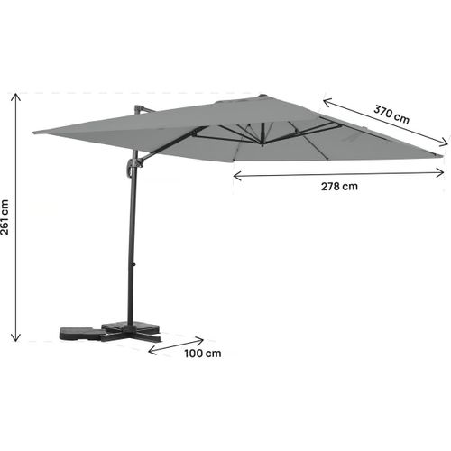 Parasol Jardin Déporté En Aluminium "sky 4" - 3 X 4 M - Gris - Avec Housse