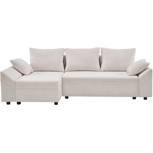 Canapé D'angle Convertible Et Reversible En Tissu Texturé "vaugirard Ii" - 3 Places - Beige