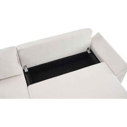 Canapé D'angle Convertible Et Reversible En Tissu Texturé "vaugirard Ii" - 3 Places - Beige