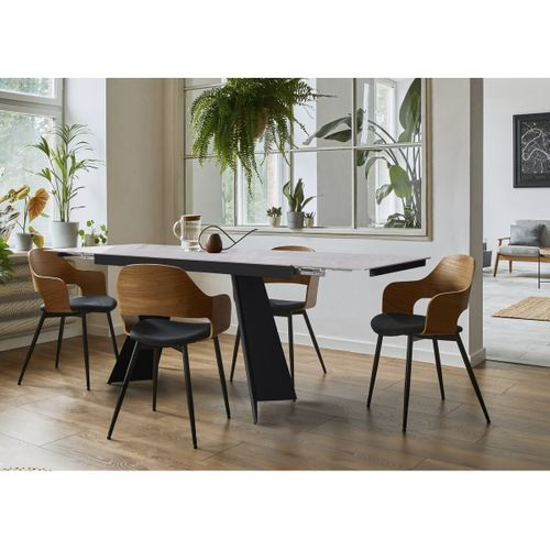 Table De Repas Extensible En Céramique 6 à 10 Personnes "equinoxe" - Gris Marbré