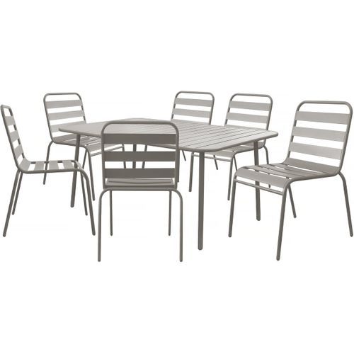 Table Et Chaises De Jardin En Métal "bilbao" - 6 Places - Taupe