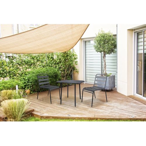 Table Et Chaises De Jardin En Métal "bilbao" - 2 Places - Gris