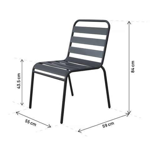 Table Et Chaises De Jardin En Métal "bilbao" - 2 Places - Gris