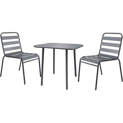 Table Et Chaises De Jardin En Métal "bilbao" - 2 Places - Gris