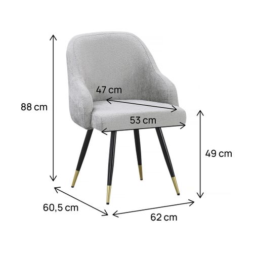 Lot De 2 Chaises En Tissu "harmony" - 54 X 57 X 90 Cm - Gris