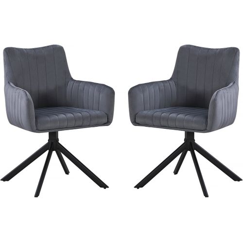 Lot De 2 Chaises En Tissu "pharell" - 60 X 61 X 91 Cm - Gris