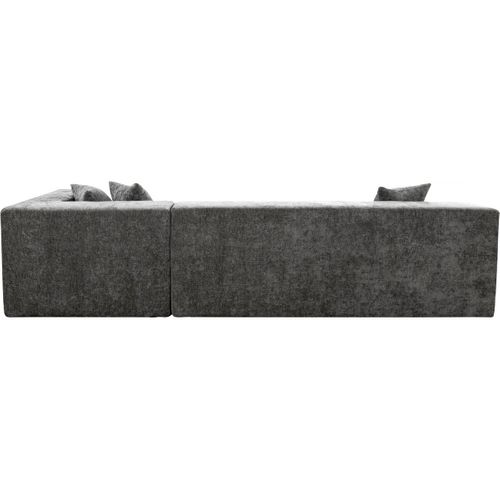 Canapé D'angle Compressé En Tissu Texturé "tessaro" - 4 Places - Gris