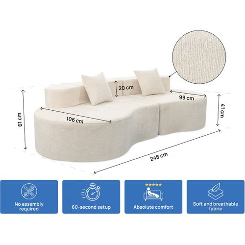 Canapé Compressé En Tissu "avola" - 3 Places - Beige