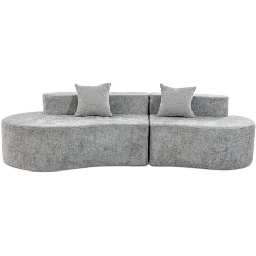 Canapé Virgule En Tissu Texturé "avola" - 3 Places - Gris