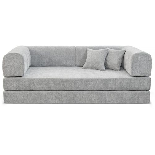 Canapé Droit Convertible En Tissu Texturé "elior" - 3 Places - Gris