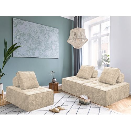 Chauffeuse En Tissu Texturé "velluto" - 96 X 100 X 89 Cm - Beige