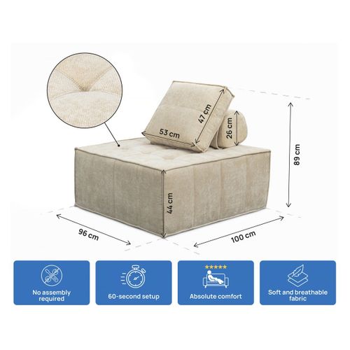 Chauffeuse En Tissu Texturé "velluto" - 96 X 100 X 89 Cm - Beige