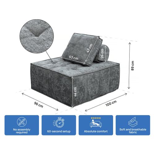 Chauffeuse En Tissu Texturé "velluto" - 96 X 100 X 89 Cm - Gris