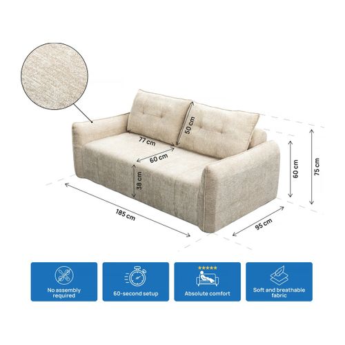 Canapé Droit Compressé En Tissu Texturé "silvano" - 3 Places - Beige