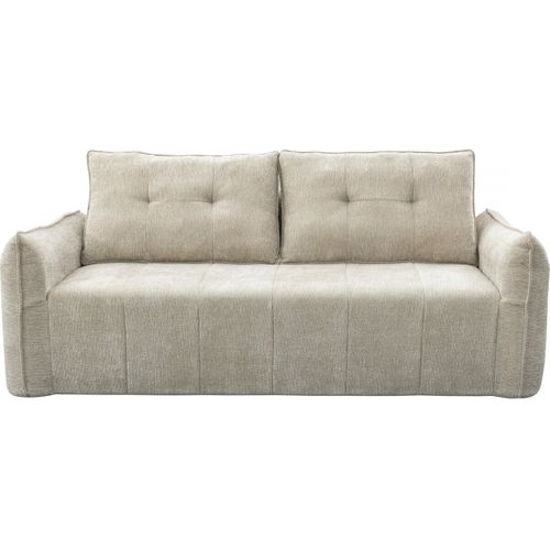 Canapé Droit Compressé En Tissu Texturé "silvano" - 3 Places - Beige