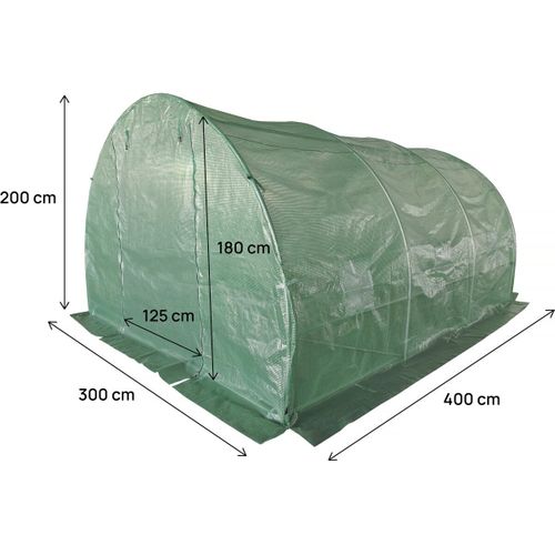 Serre Tunelle De Jardin 4 X 3 M "lys" - 12 M² - 140g - Vert