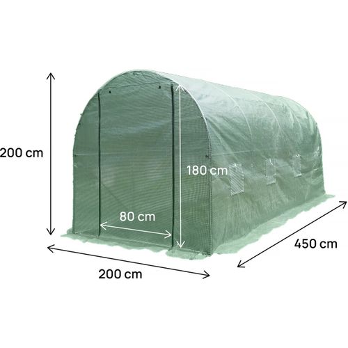 Serre Tunelle De Jardin 4,5 X 2 M "lys" - 9 M² - 130g - Vert