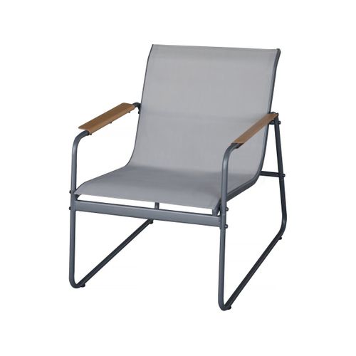 Salon De Jardin En Métal Avec Décor Imitation Bois "sparta" - 4 Places - Gris Clair