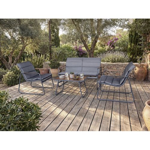 Salon De Jardin Avec Coussins En Métal "bastia" - 4 Places - Gris