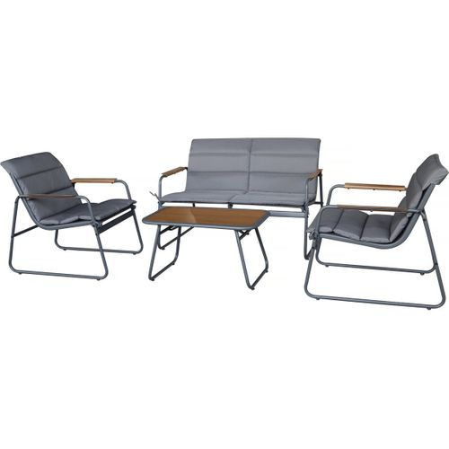 Salon De Jardin Avec Coussins En Métal "bastia" - 4 Places - Gris