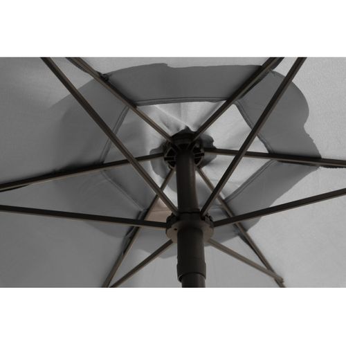 Table Et Chaises De Jardin Avec Parasol En Métal "convivia" - 4 Places - Gris Clair