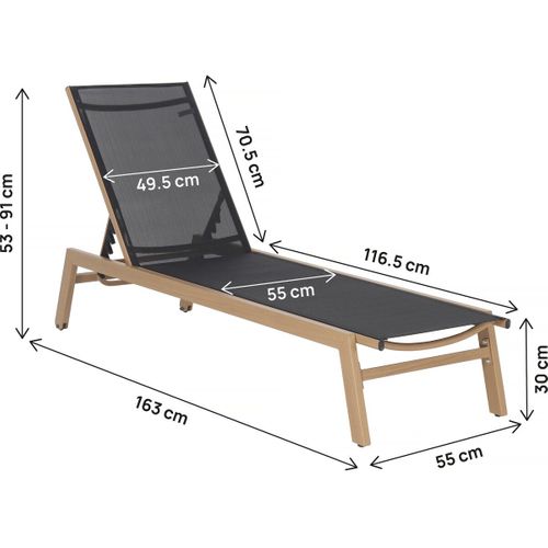 Bain De Soleil En Aluminium Imitation Bois  "elysia" - Noir