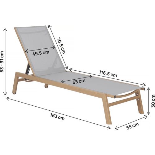 Bain De Soleil En Aluminium Imitation Bois "elysia" - Gris Clair