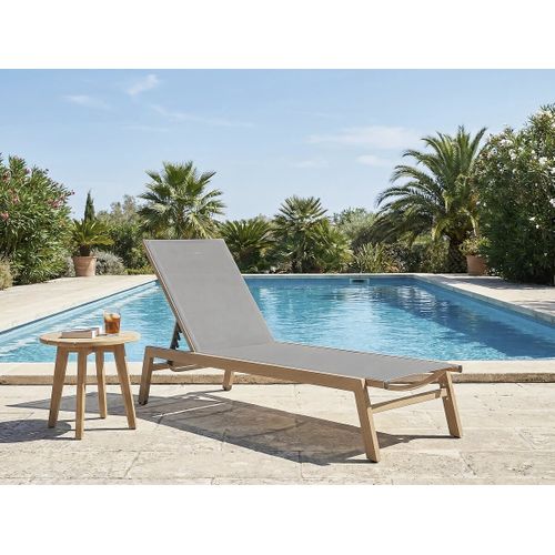 Bain De Soleil En Aluminium Imitation Bois "elysia" - Gris Clair