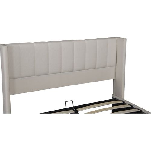 Lit Double En Lin Avec Coffre "saint-moritz" - 160 X 200 Cm - Beige