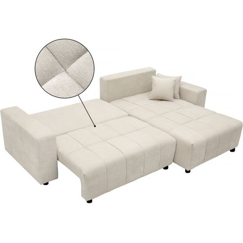 Canapé D'angle Convertible Style Bubble Tissu Chenille "george" 4 Places - Beige