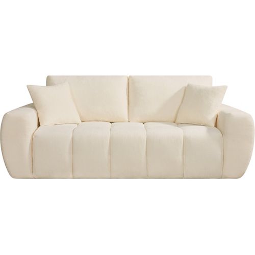 Canapé Droit En Tissu Style Bubble "léonie" - 3 Places - Beige