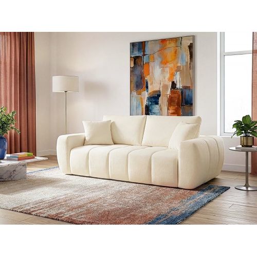 Canapé Droit En Tissu Style Bubble "léonie" - 3 Places - Beige