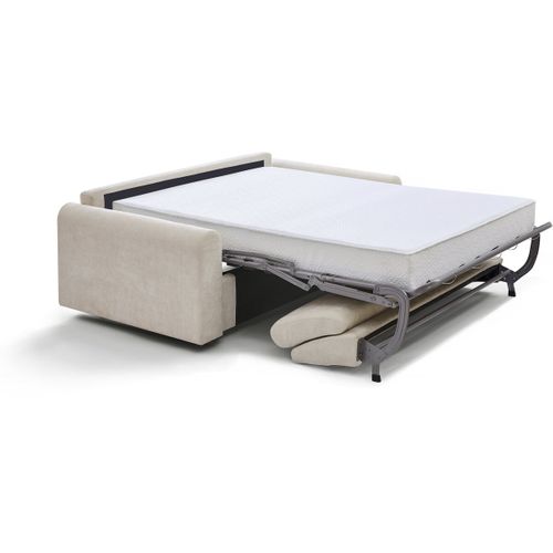 Canapé Lit Convertible Express "isadora" - Matelas 18 Cm - Couchage 140 Cm - 3 Places - Beige