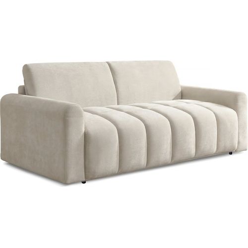 Canapé Lit Convertible Express "isadora" - Matelas 18 Cm - Couchage 140 Cm - 3 Places - Beige