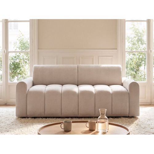 Canapé Lit Convertible Express "isadora" - Matelas 18 Cm - Couchage 140 Cm - 3 Places - Beige