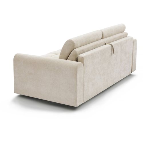 Canapé Lit Convertible Express "isadora" - Matelas 18 Cm - Couchage 140 Cm - 3 Places - Beige