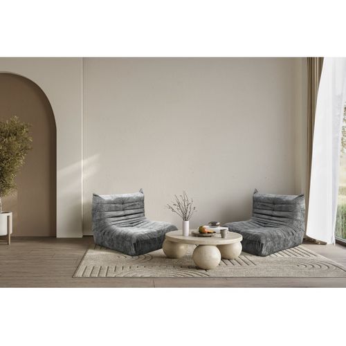 Lot De 2 Chauffeuses Pour Canapé Modulables En Tissu Texturé "velasca" - Gris