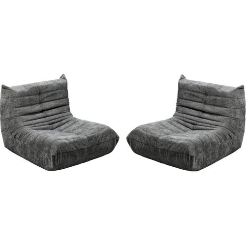 Lot De 2 Chauffeuses Pour Canapé Modulables En Tissu Texturé "velasca" - Gris