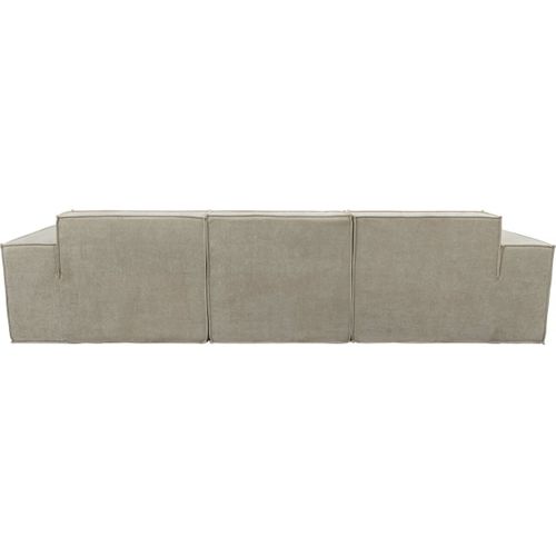 Canapé Compressé Avec Ottoman En Tissu Texturé "lusso" - 4 Places - Beige